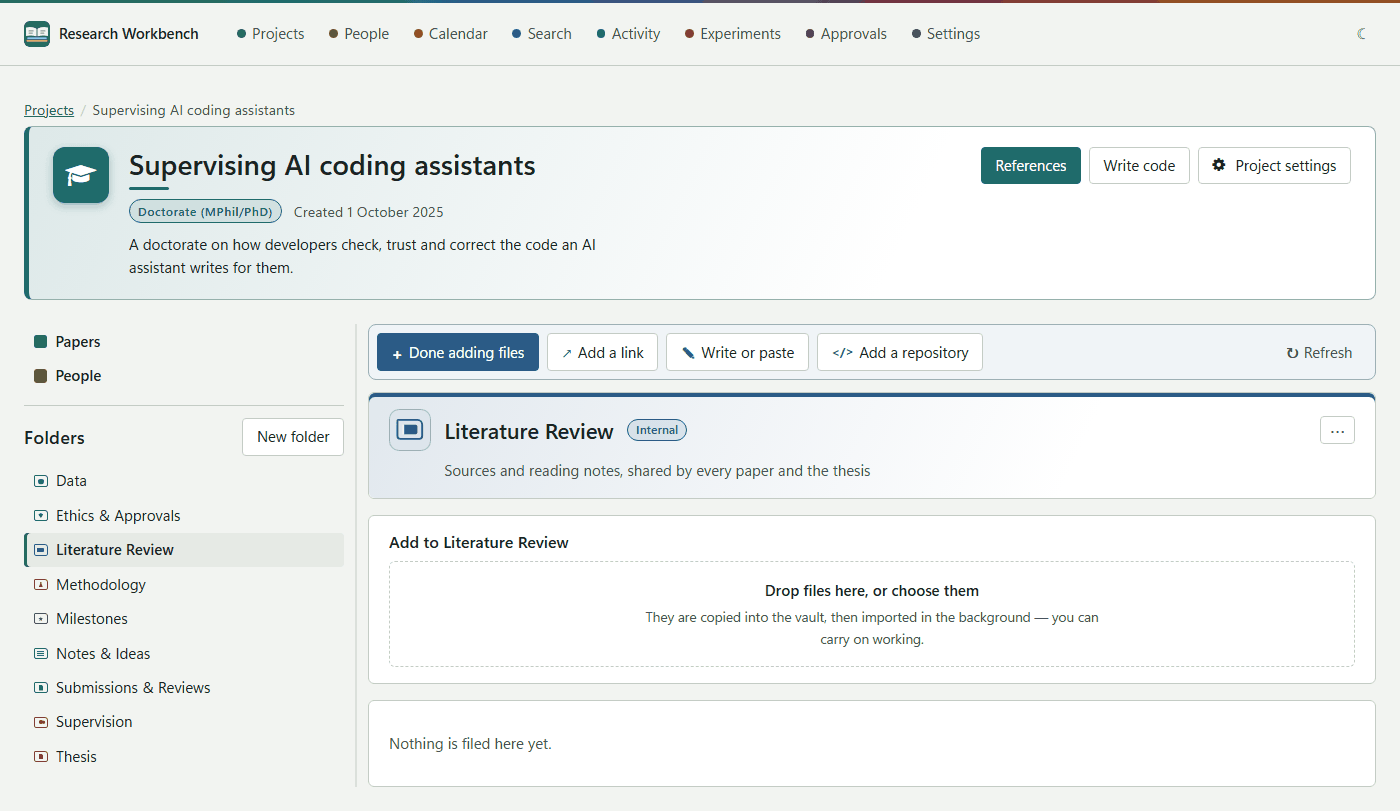 Adding files to the Literature Review folder