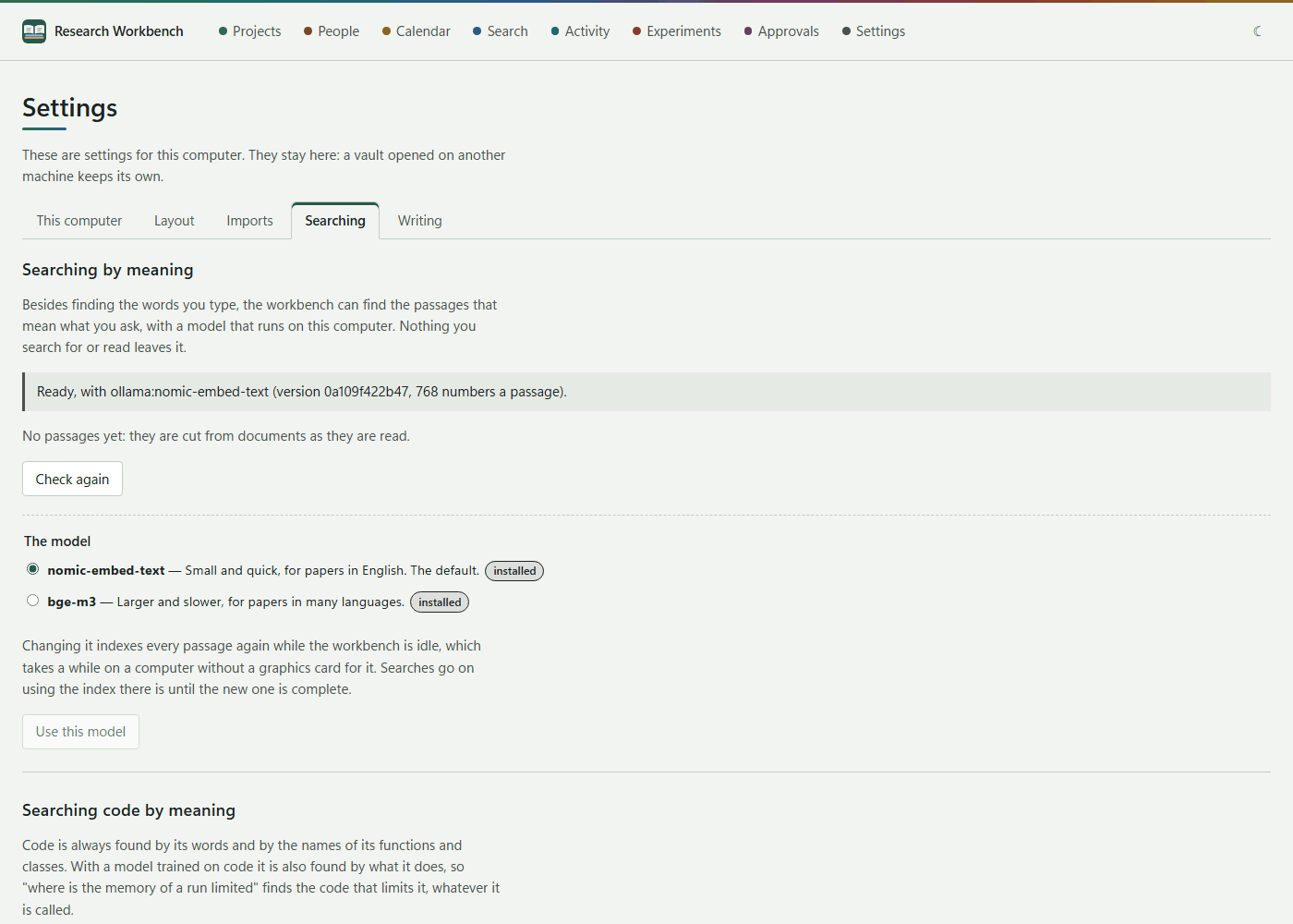 Settings → Searching