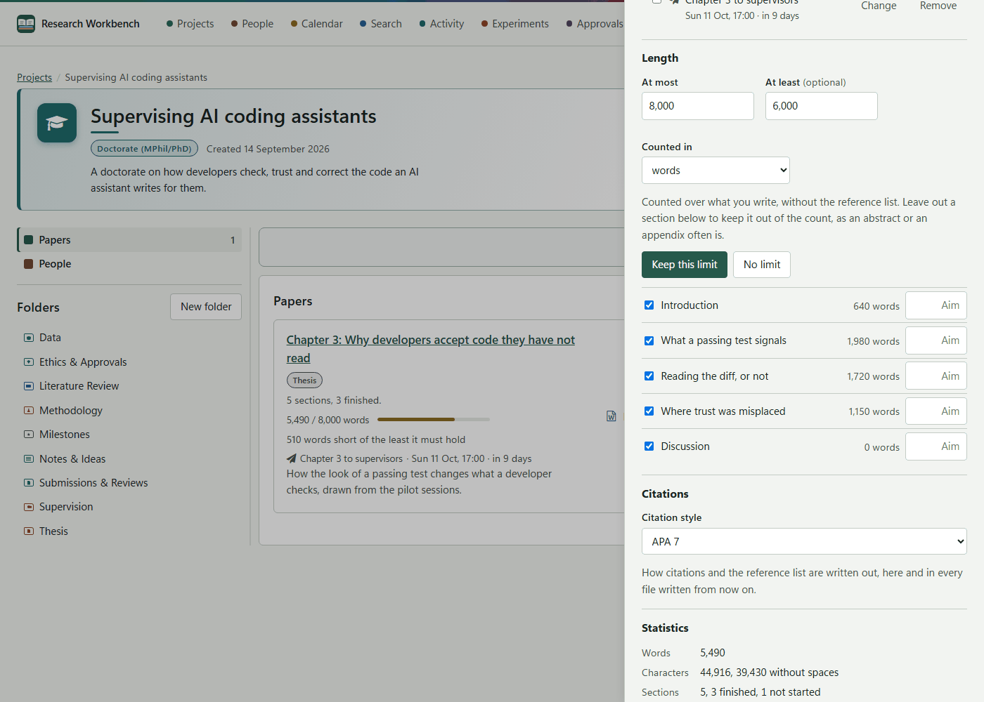 Paper settings: length, citations and statistics